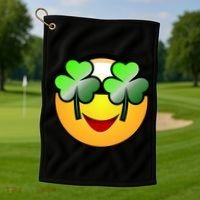 Funny Irish Clover St. Patrick's Day Emoji Golf Towel thumb 1