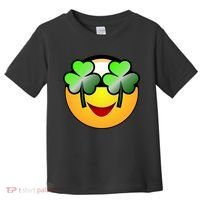 Funny Irish Clover St. Patrick's Day Emoji Toddler T-Shirt thumb 0