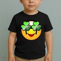 Funny Irish Clover St. Patrick's Day Emoji Toddler T-Shirt thumb 2