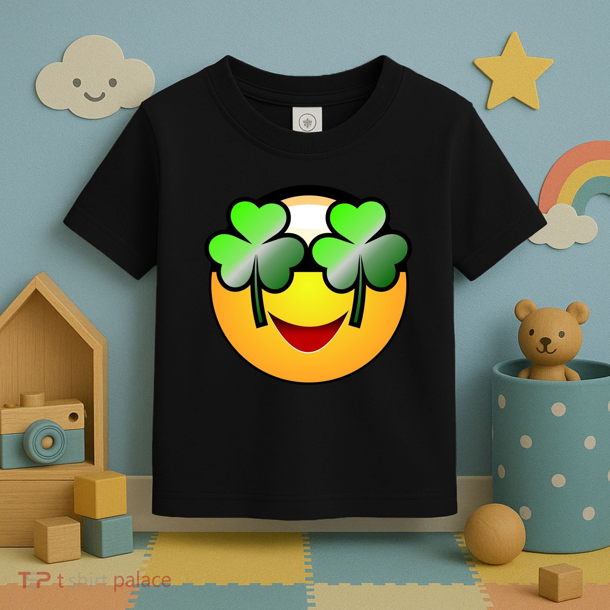 Funny Irish Clover St. Patrick's Day Emoji Toddler T-Shirt