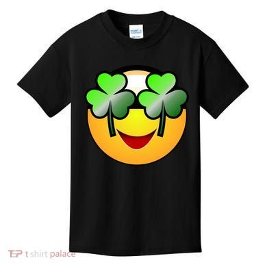 Funny Irish Clover St. Patrick's Day Emoji Kids T-Shirt