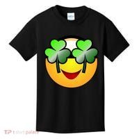 Funny Irish Clover St. Patrick's Day Emoji Kids T-Shirt thumb 0