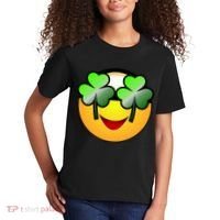 Funny Irish Clover St. Patrick's Day Emoji Kids T-Shirt thumb 2