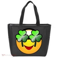 Funny Irish Clover St. Patrick's Day Emoji Tote Bag thumb 0