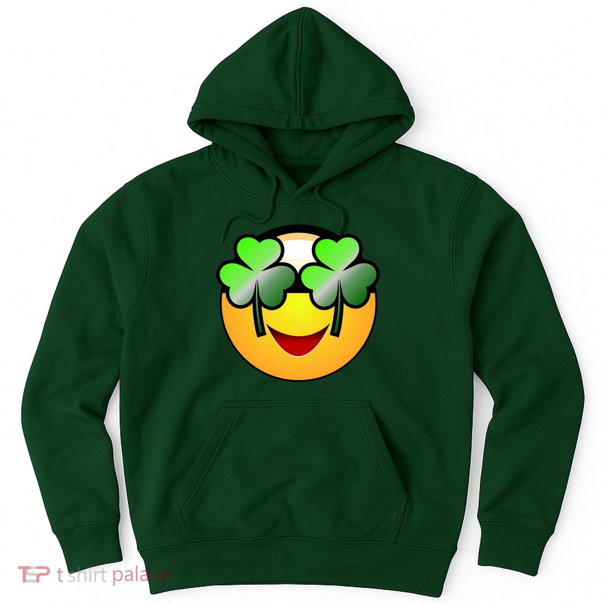 Funny Irish Clover St. Patrick's Day Emoji Hoodie