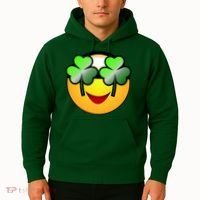 Funny Irish Clover St. Patrick's Day Emoji Hoodie thumb 2