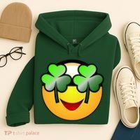 Funny Irish Clover St. Patrick's Day Emoji Hoodie thumb 4
