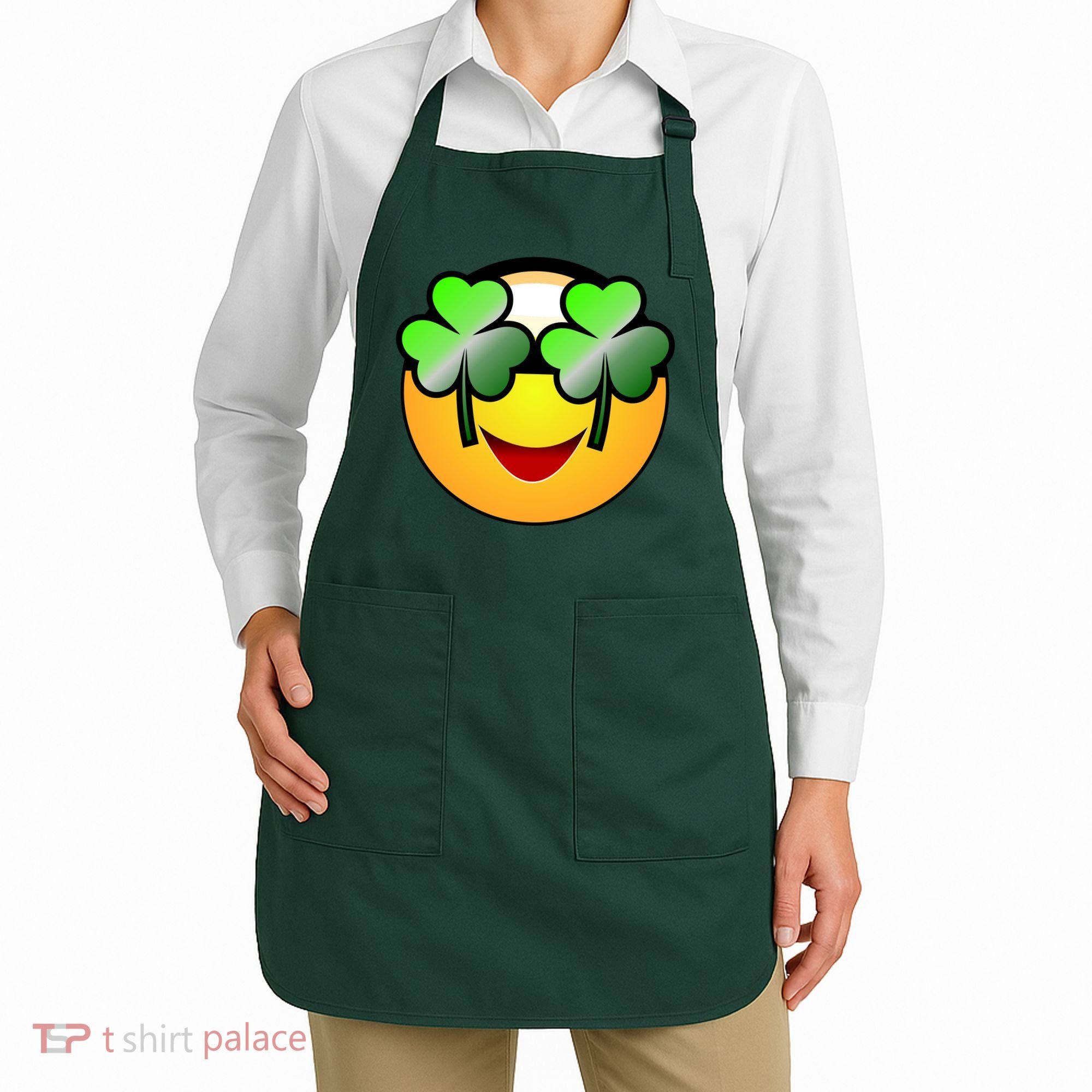 Funny Irish Clover St. Patrick's Day Emoji Apron