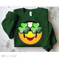 Funny Irish Clover St. Patrick's Day Emoji Sweatshirt thumb 2