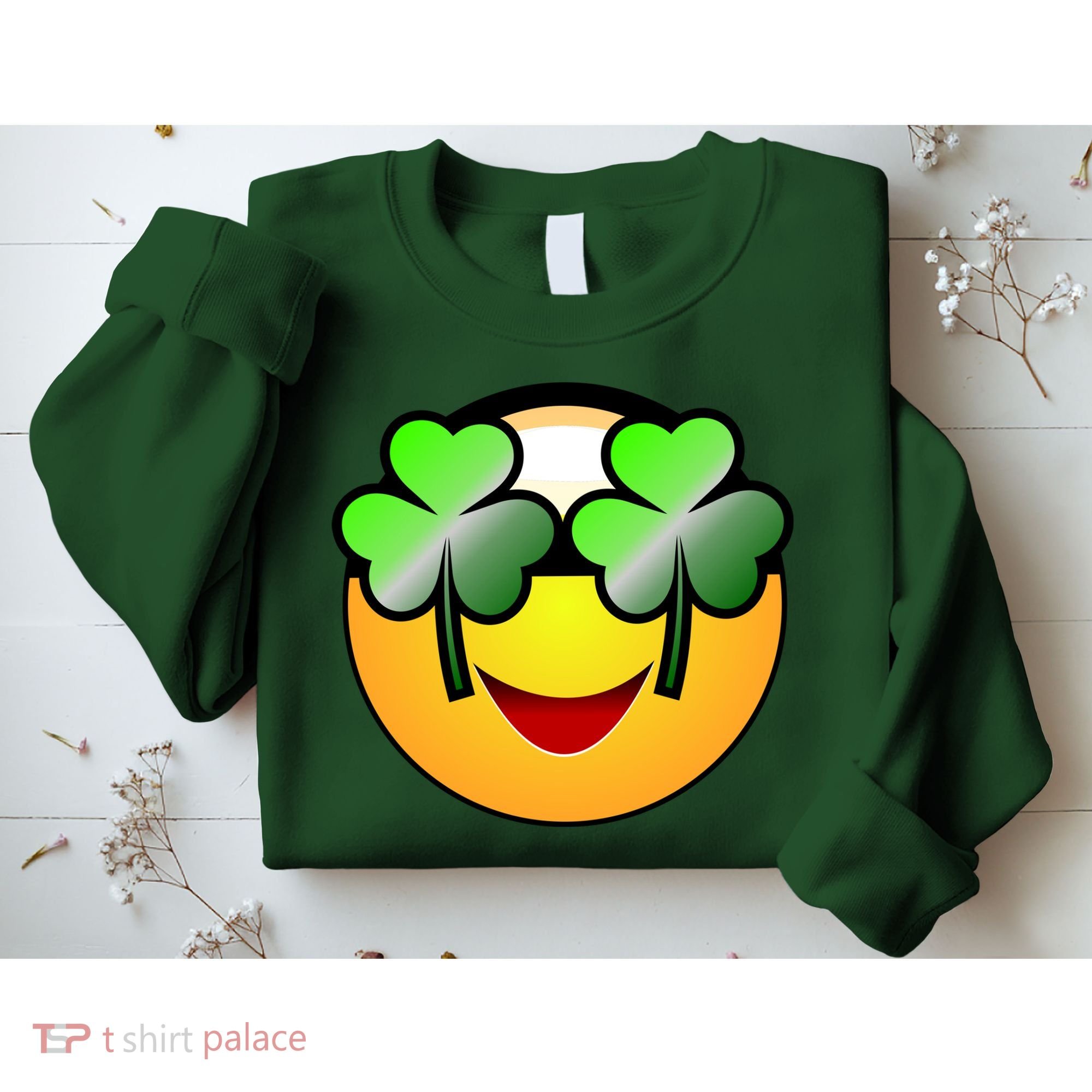 Funny Irish Clover St. Patrick's Day Emoji Sweatshirt