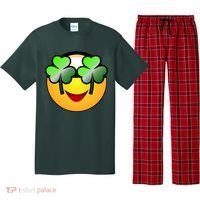 Funny Irish Clover St. Patrick's Day Emoji Pajama Set thumb 0