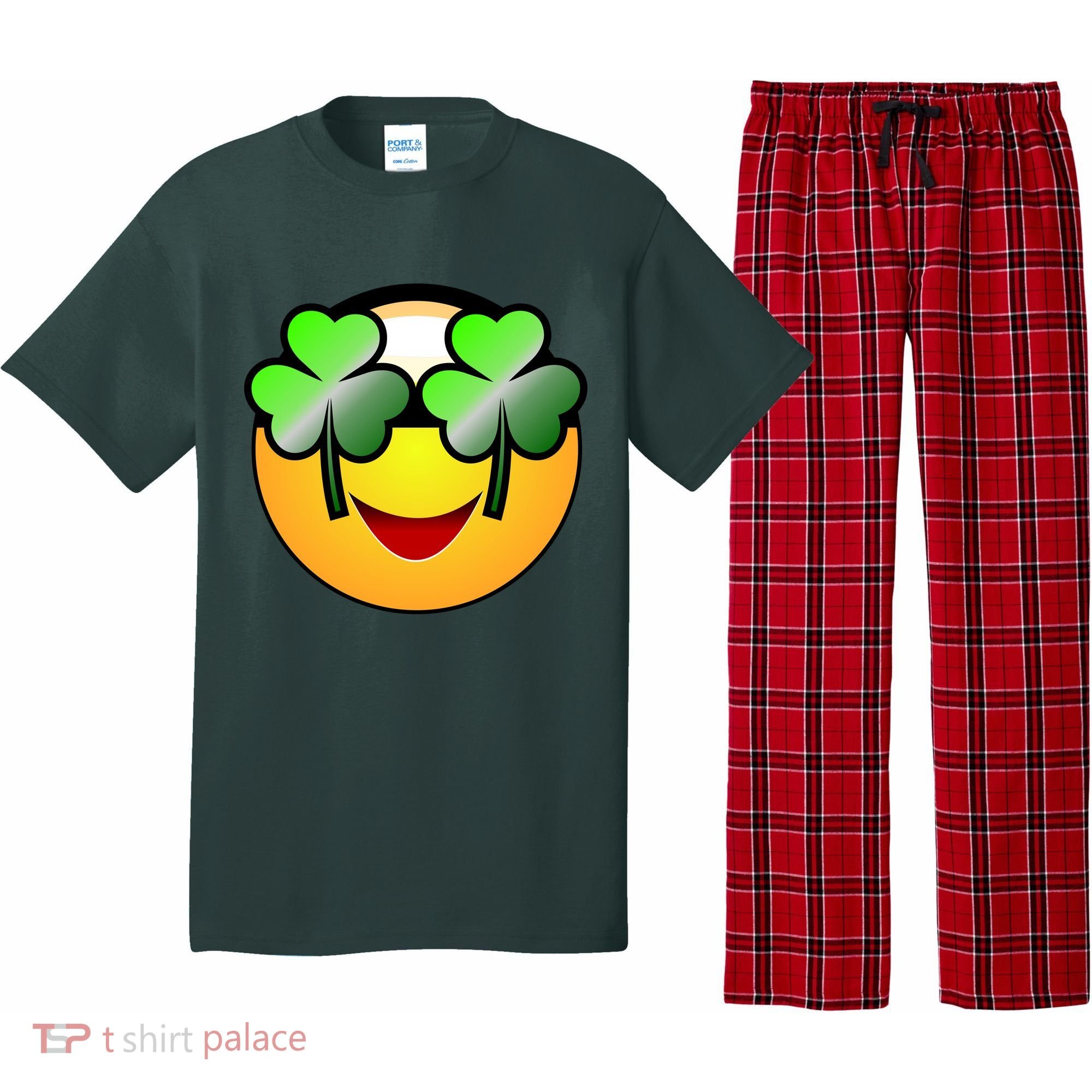 Funny Irish Clover St. Patrick's Day Emoji Pajama Set