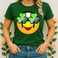 Funny Irish Clover St. Patrick's Day Emoji Women's T-Shirt thumb 2