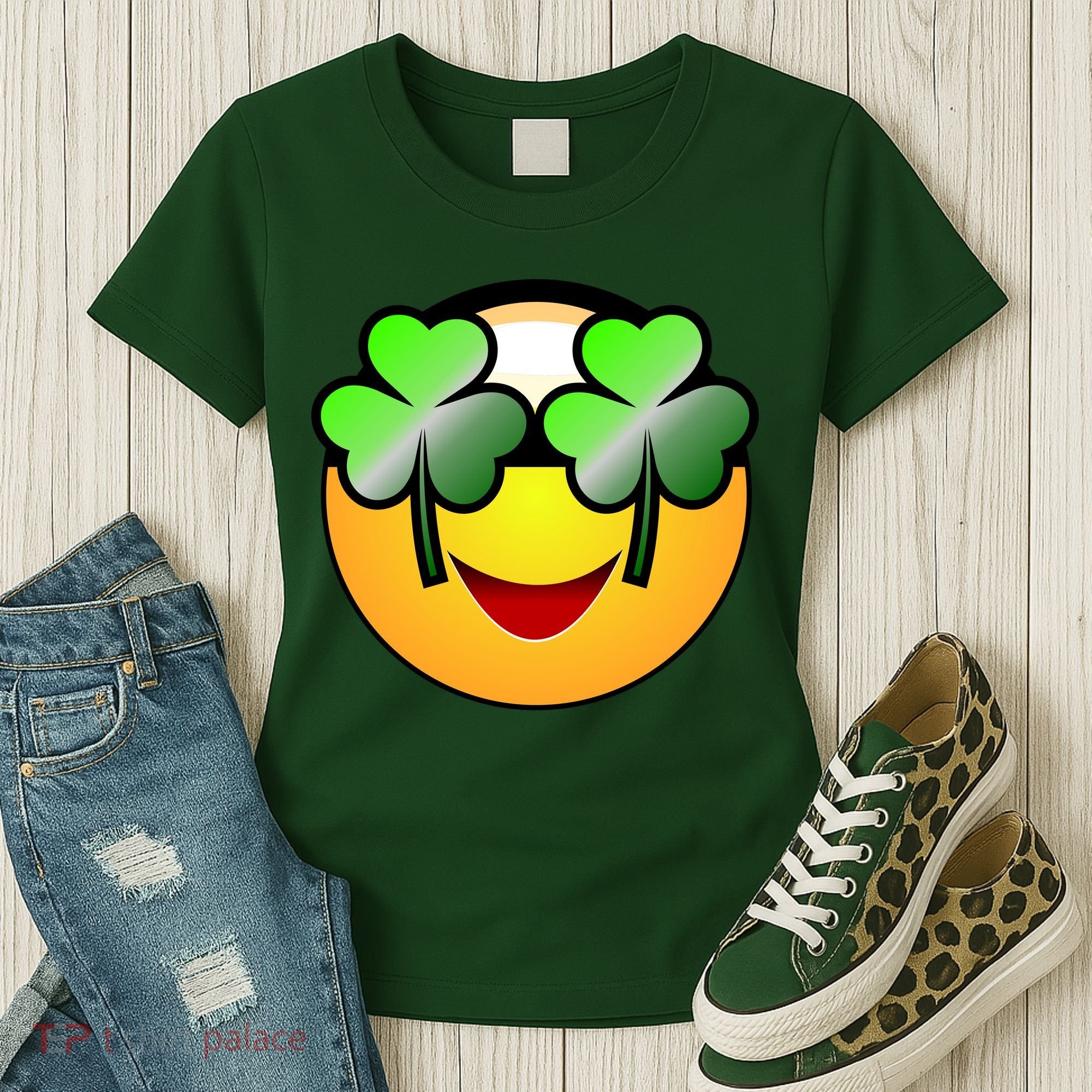 Funny Irish Clover St. Patrick's Day Emoji Women's T-Shirt