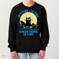 Funny It's Fine I'm Fine Everything Is Fine Shark Cat Women's Sweatshirt thumb 0