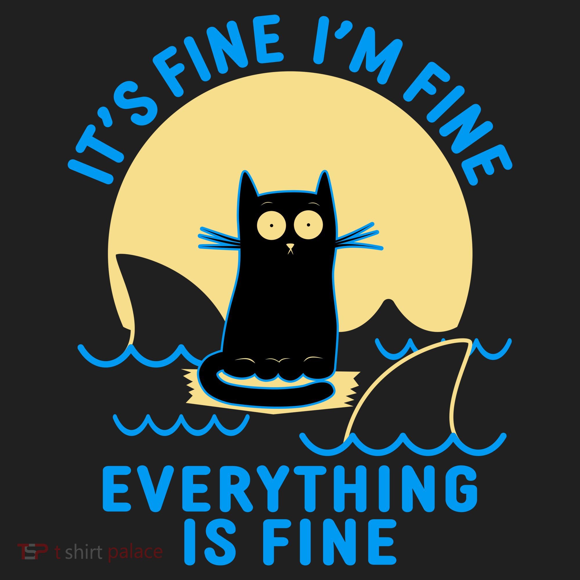 Funny It's Fine I'm Fine Everything Is Fine Shark Cat Women's Sweatshirt