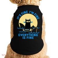 Funny It's Fine I'm Fine Everything Is Fine Shark Cat Doggie Tank thumb 0