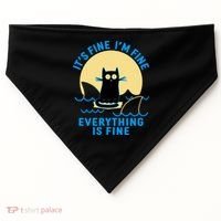 Funny It's Fine I'm Fine Everything Is Fine Shark Cat USA-Made Doggie Bandana thumb 0