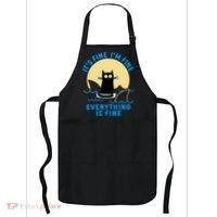 Funny It's Fine I'm Fine Everything Is Fine Shark Cat Apron thumb 0