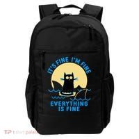 Funny It's Fine I'm Fine Everything Is Fine Shark Cat Backpack thumb 0