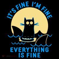 Funny It's Fine I'm Fine Everything Is Fine Shark Cat Women's Hoodie thumb 2