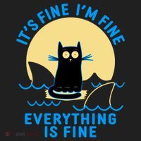 Funny It's Fine I'm Fine Everything Is Fine Shark Cat Tumbler thumb 3