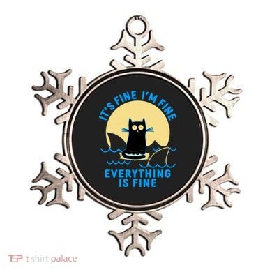 Funny It's Fine I'm Fine Everything Is Fine Shark Cat Ornament