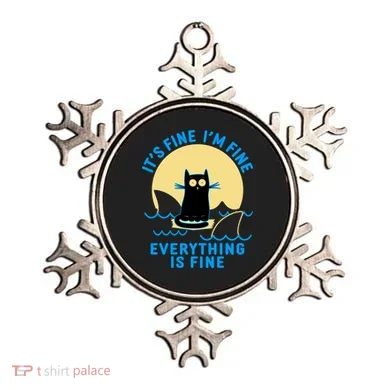 Funny It's Fine I'm Fine Everything Is Fine Shark Cat Ornament