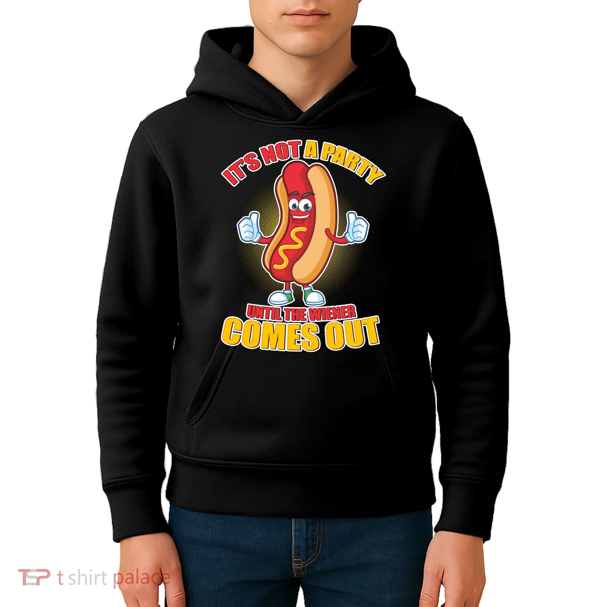Funny It's Not A Party Until The Wiener Comes Out Kids Hoodie
