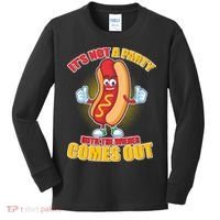 Funny It's Not A Party Until The Wiener Comes Out Kids Long Sleeve Shirt thumb 0