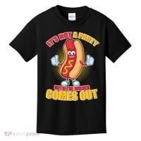 Funny It's Not A Party Until The Wiener Comes Out Kids T-Shirt thumb 0