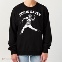 Funny Jesus Saves Baseball Women's Sweatshirt thumb 0