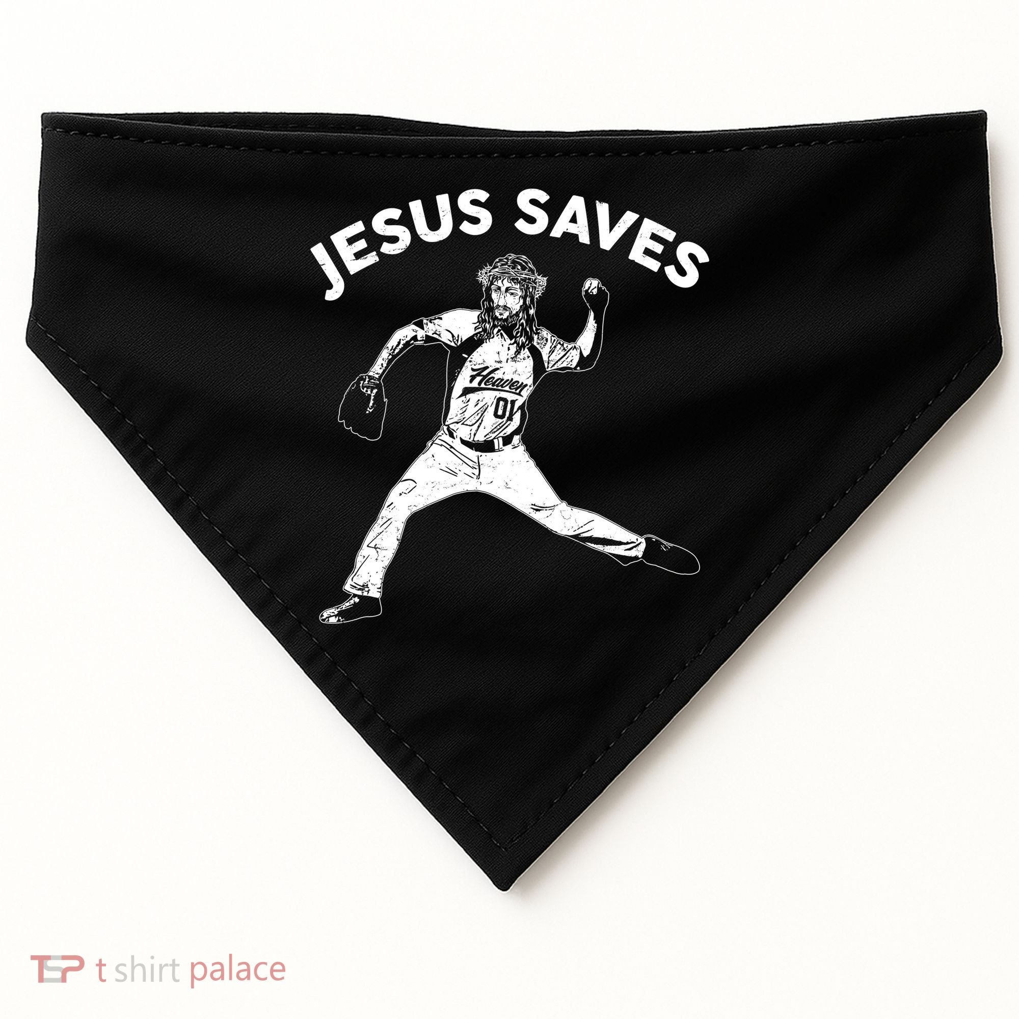 Funny Jesus Saves Baseball USA-Made Doggie Bandana
