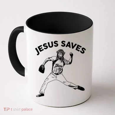 Funny Jesus Saves Baseball Coffee Mug