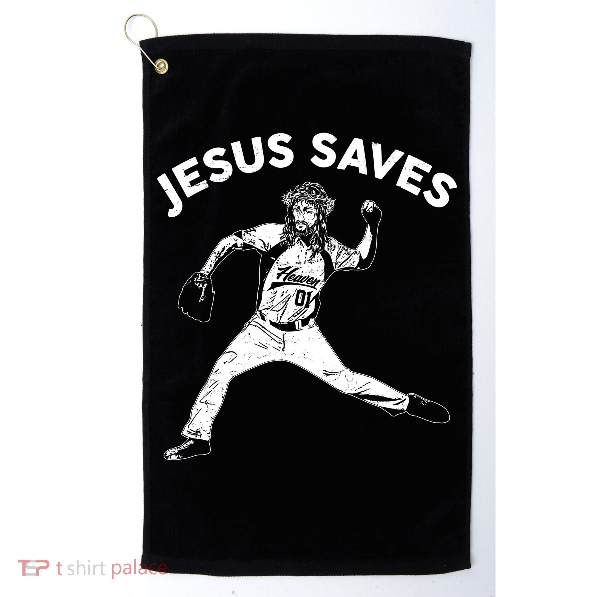 Funny Jesus Saves Baseball Golf Towel