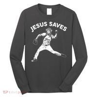 Funny Jesus Saves Baseball Long Sleeve Shirt thumb 0