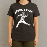 Funny Jesus Saves Baseball T-Shirt thumb 4