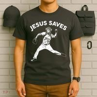 Funny Jesus Saves Baseball T-Shirt thumb 6