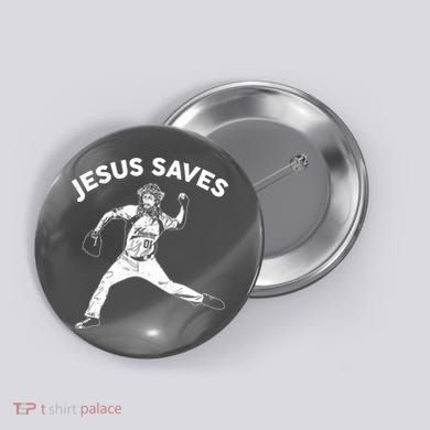 Funny Jesus Saves Baseball Button