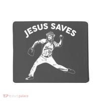 Funny Jesus Saves Baseball Mousepad thumb 0