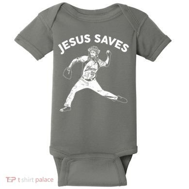 Funny Jesus Saves Baseball Baby Bodysuit