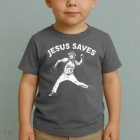 Funny Jesus Saves Baseball Toddler T-Shirt thumb 2