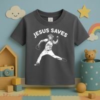 Funny Jesus Saves Baseball Toddler T-Shirt thumb 3