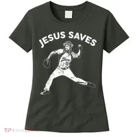 Funny Jesus Saves Baseball Women's T-Shirt thumb 0