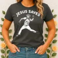 Funny Jesus Saves Baseball Women's T-Shirt thumb 2