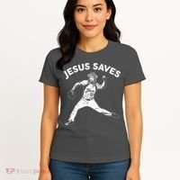 Funny Jesus Saves Baseball Women's T-Shirt thumb 4