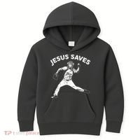 Funny Jesus Saves Baseball Kids Hoodie thumb 0