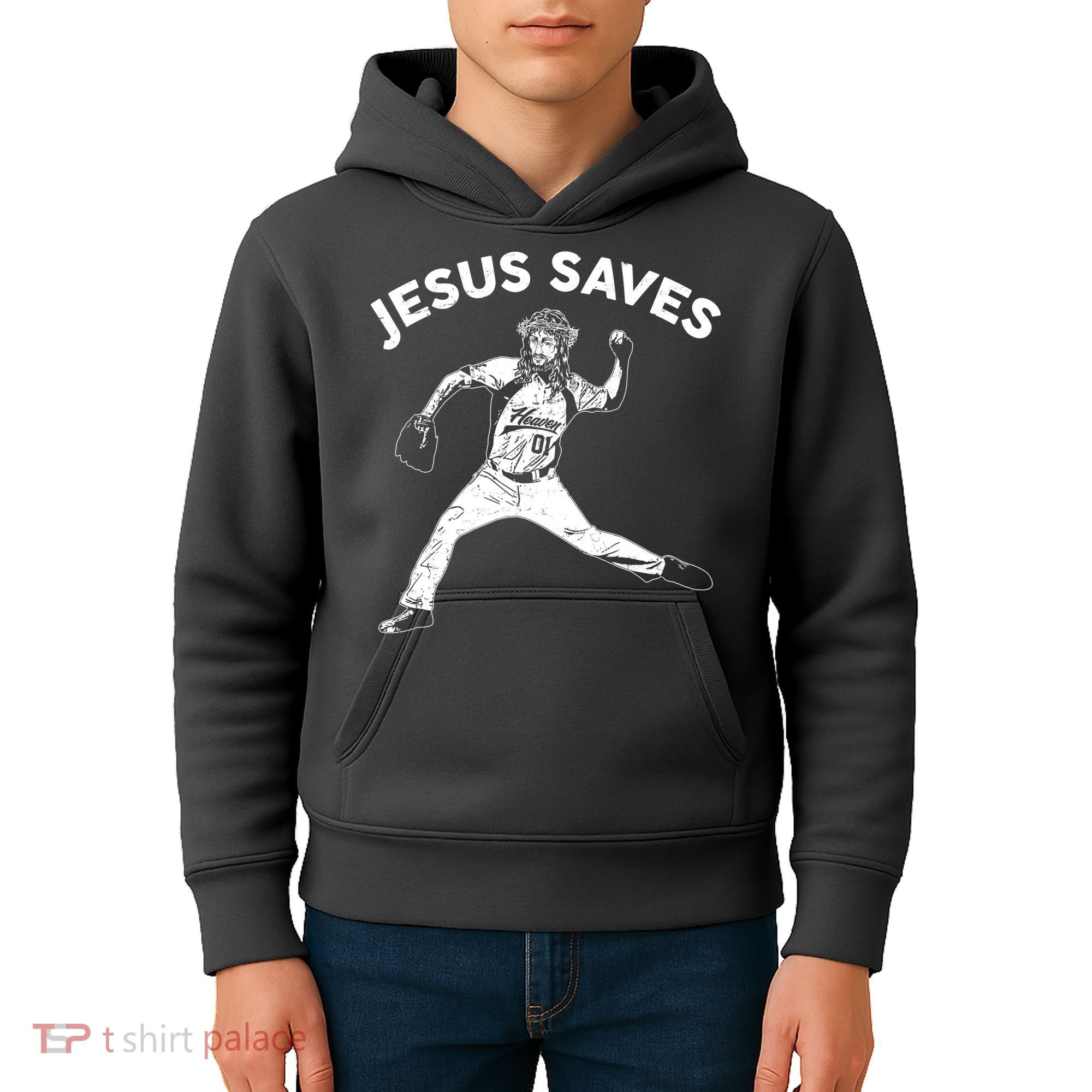 Funny Jesus Saves Baseball Kids Hoodie