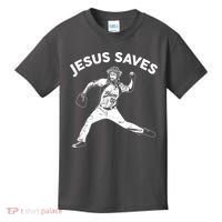 Funny Jesus Saves Baseball Kids T-Shirt thumb 0