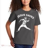 Funny Jesus Saves Baseball Kids T-Shirt thumb 2